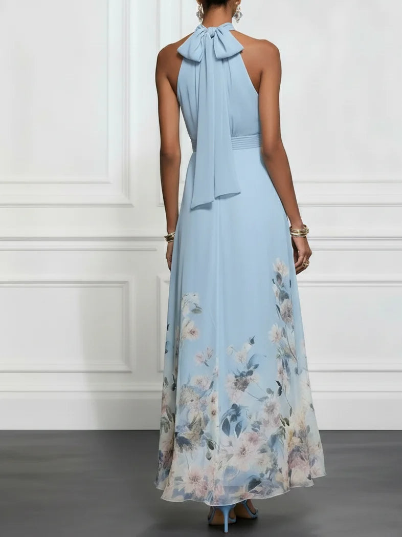 Rosalyn | Blue Floral Chiffon Maxi Dress