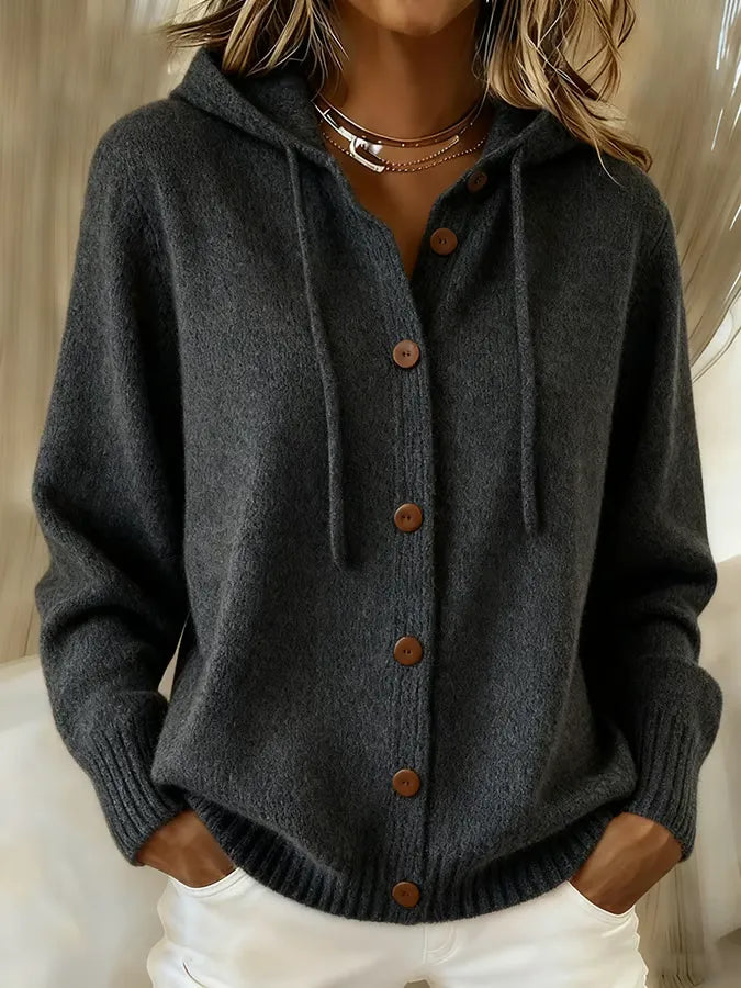 Alicia | Cozy Buttoned Hooded Cardigan