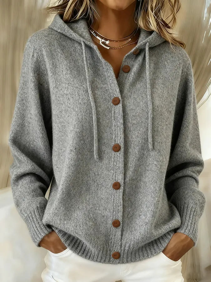 Alicia | Cozy Buttoned Hooded Cardigan