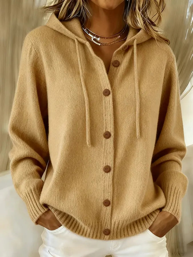 Alicia | Cozy Buttoned Hooded Cardigan