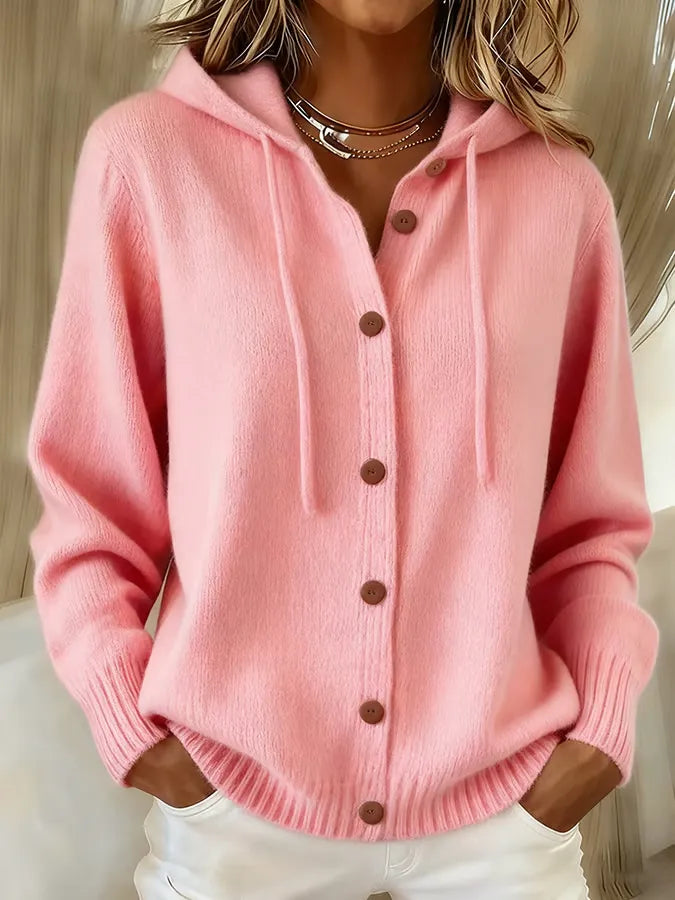 Alicia | Cozy Buttoned Hooded Cardigan