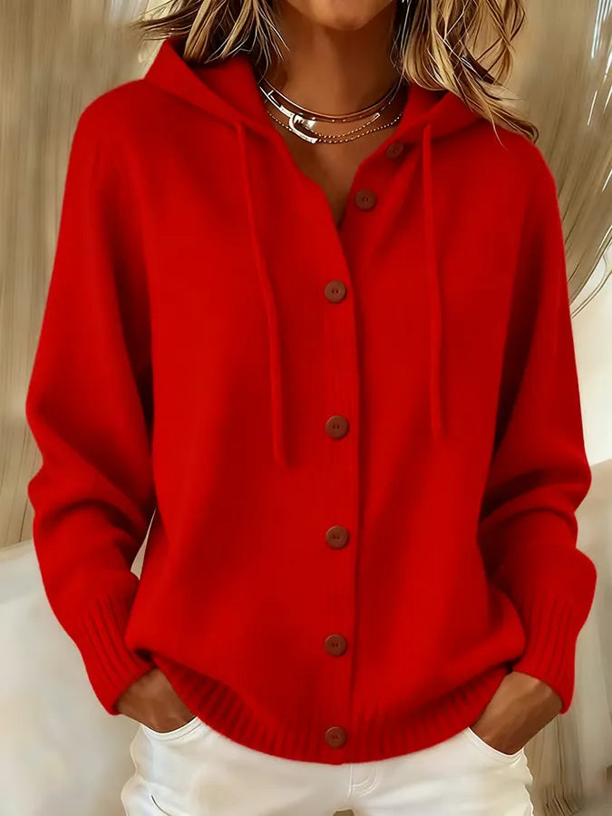 Alicia | Cozy Buttoned Hooded Cardigan
