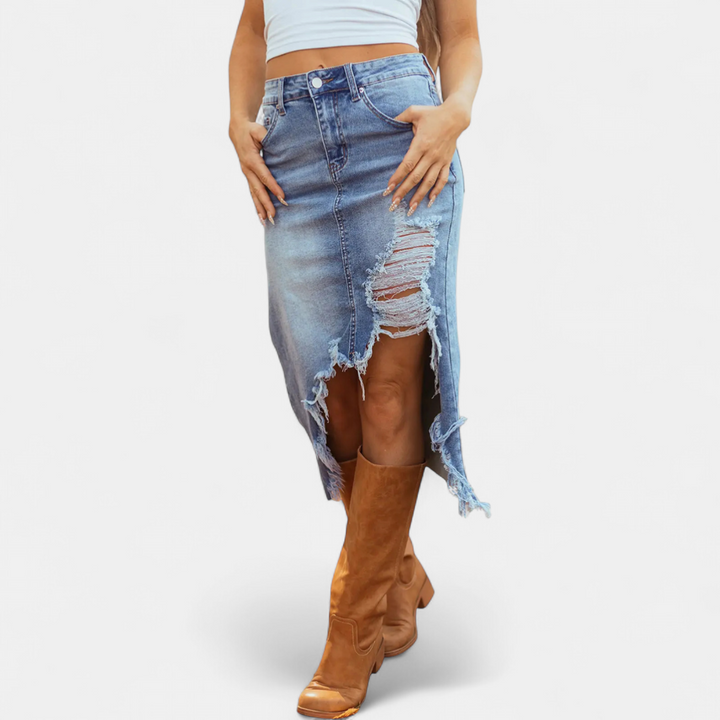 Bethany | Relaxed High-Waist Denim Maxi Skirt