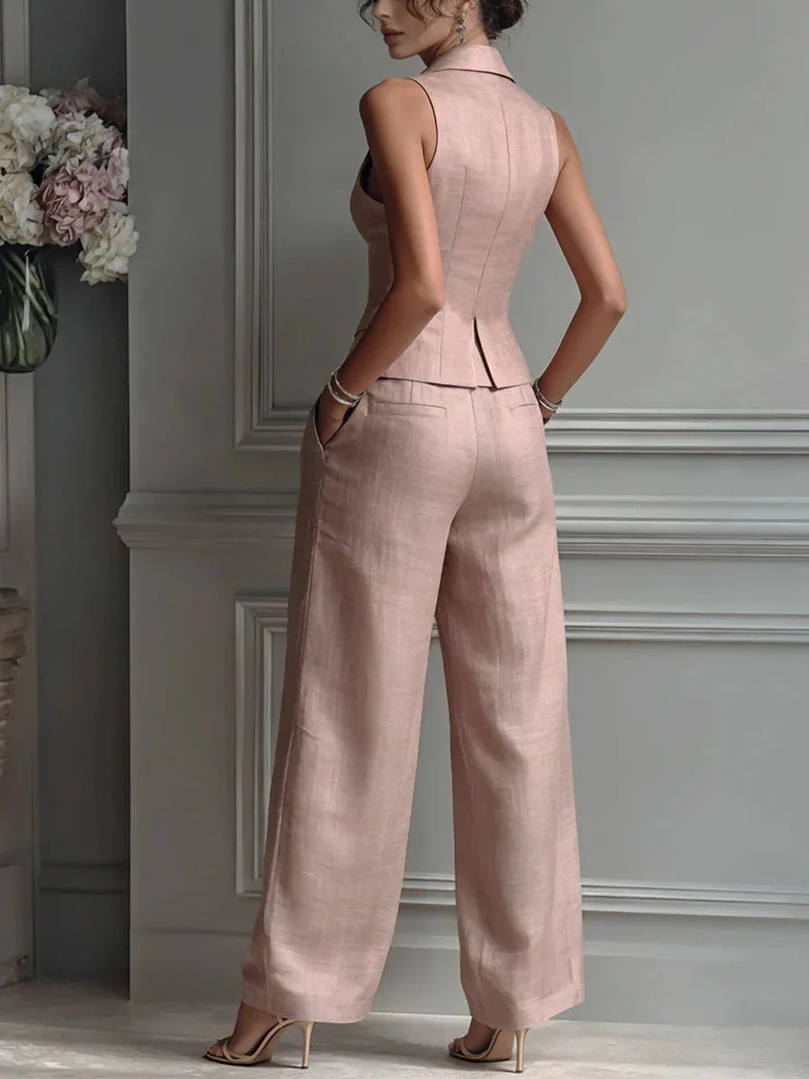 Zara | Buttoned Two-Piece Set with V-Neck