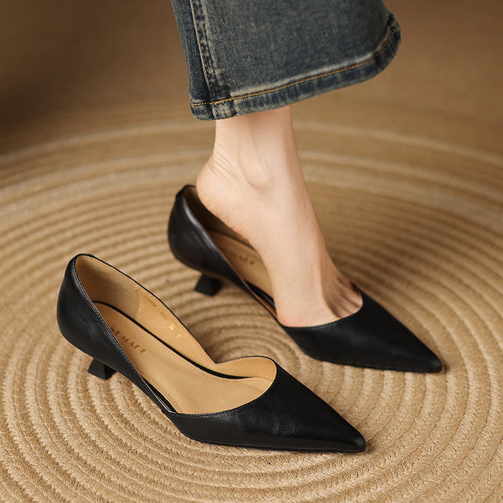 Ceyra | Leather Kitten Heels