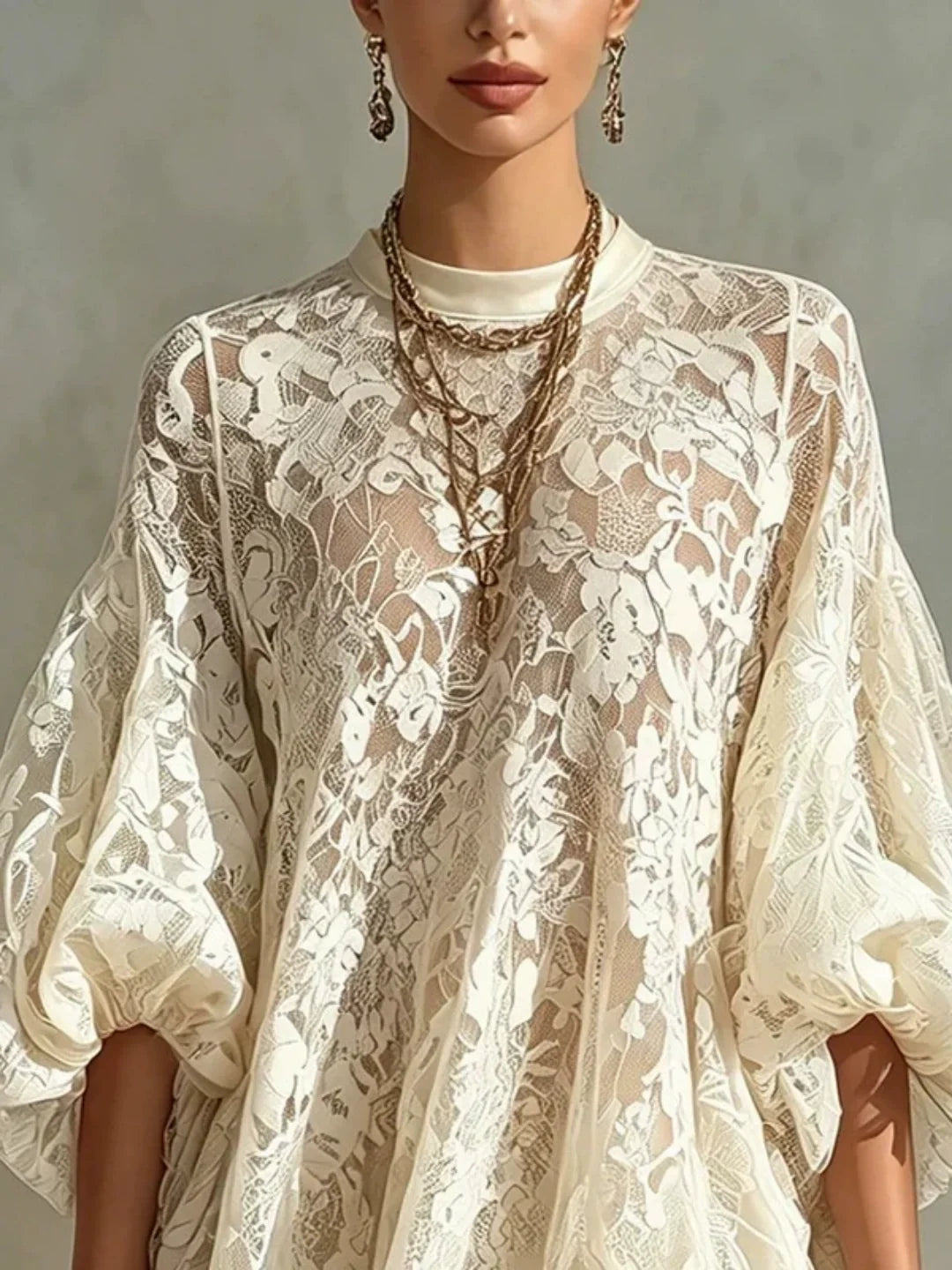 Blair | Ivory Lace Poncho Cover-Up Dress