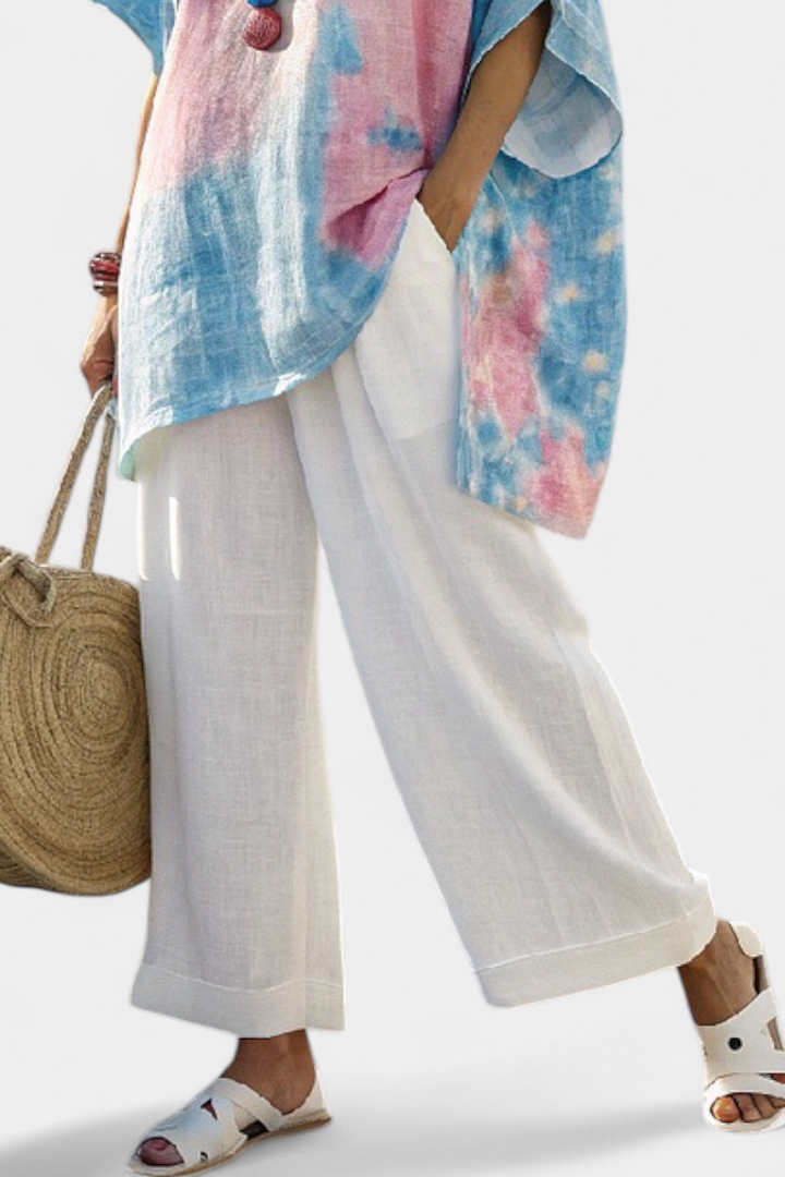 Vantrel | Comfortable Relaxed Linen Top &amp; Striped Bamboo Pants
