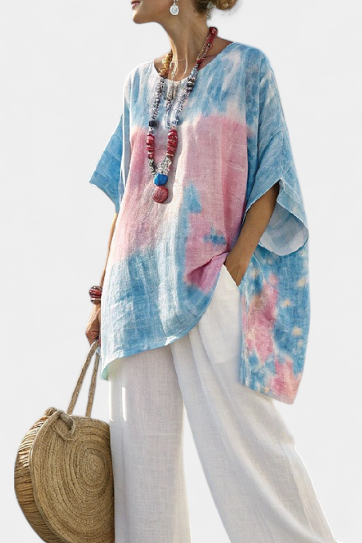 Vantrel | Comfortable Relaxed Linen Top &amp; Striped Bamboo Pants