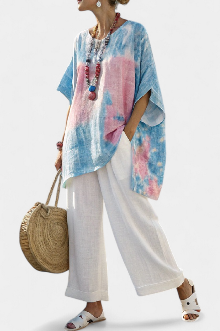 Vantrel | Comfortable Relaxed Linen Top &amp; Striped Bamboo Pants
