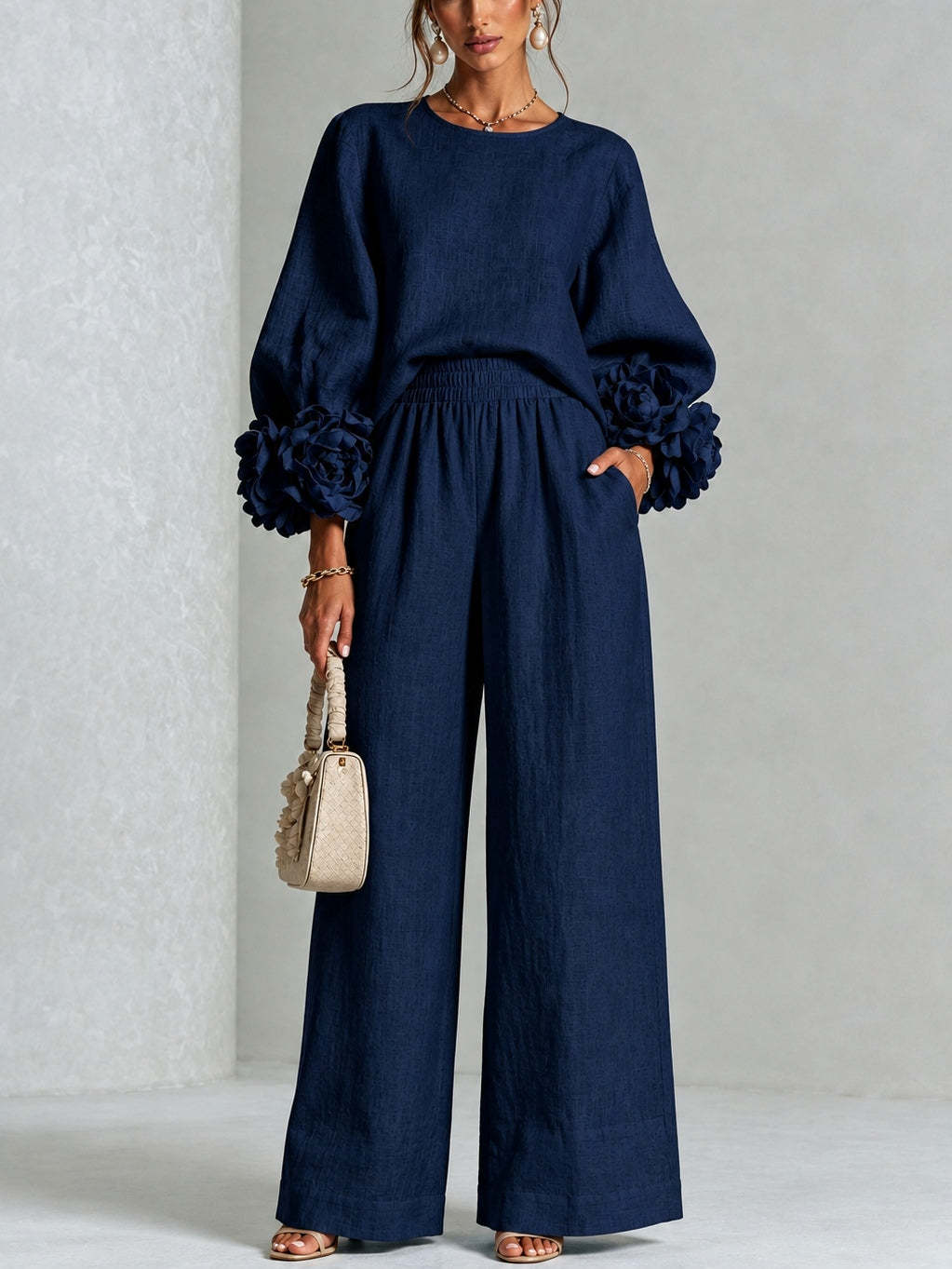 Lindsay | Comfortable Matching Set With Flowers