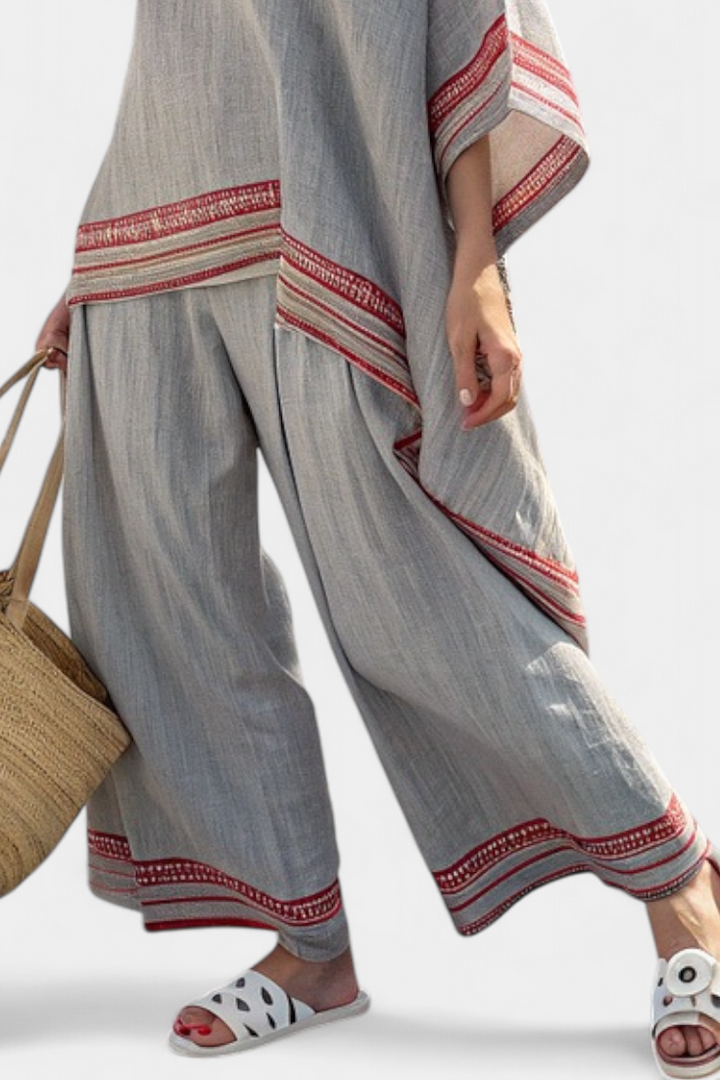 Daelric | Sophisticated Asymmetrical Blouse &amp; Ethnic Wide-Leg Pants