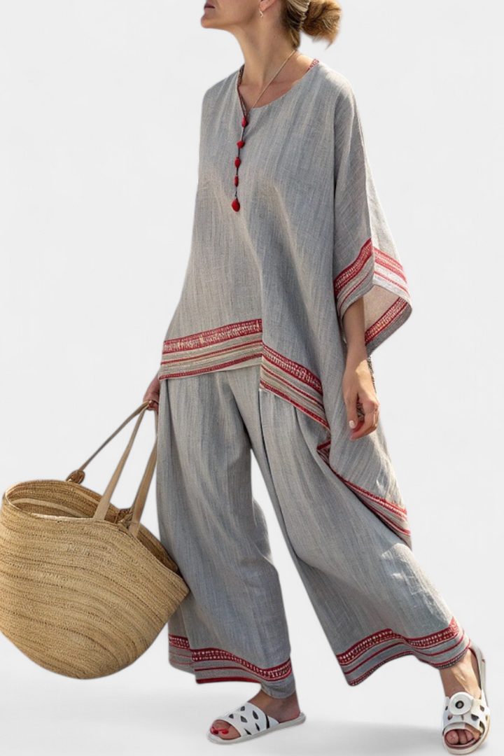 Daelric | Sophisticated Asymmetrical Blouse &amp; Ethnic Wide-Leg Pants