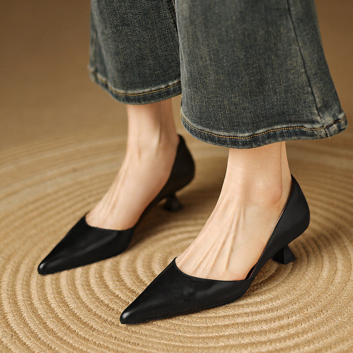 Ceyra | Leather Kitten Heels