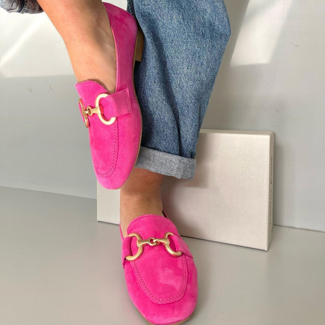Pia | Pink Loafers with Golden Detail