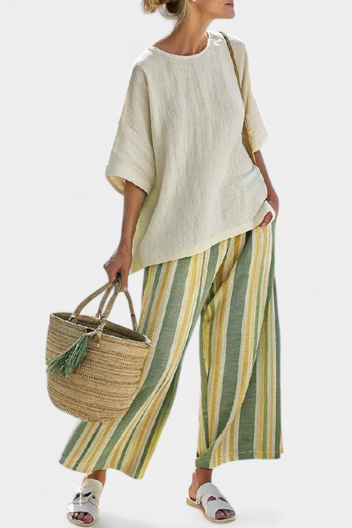 Ellowyn | Sophisticated Top &amp; Striped Linen Pants