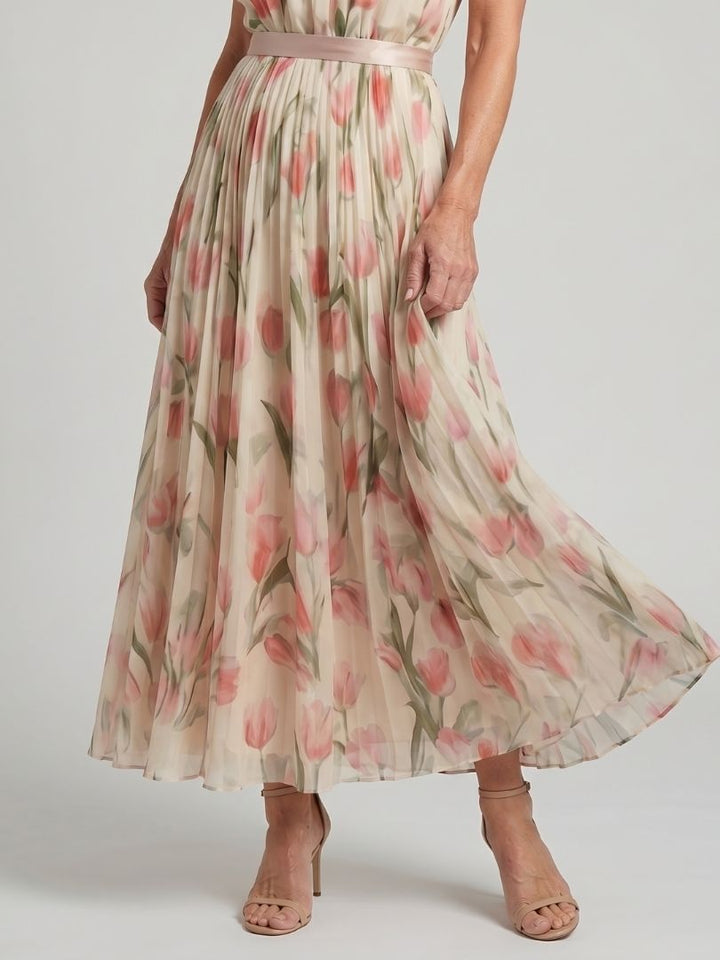 Aurelle | Midi Dress with Floral Neckline