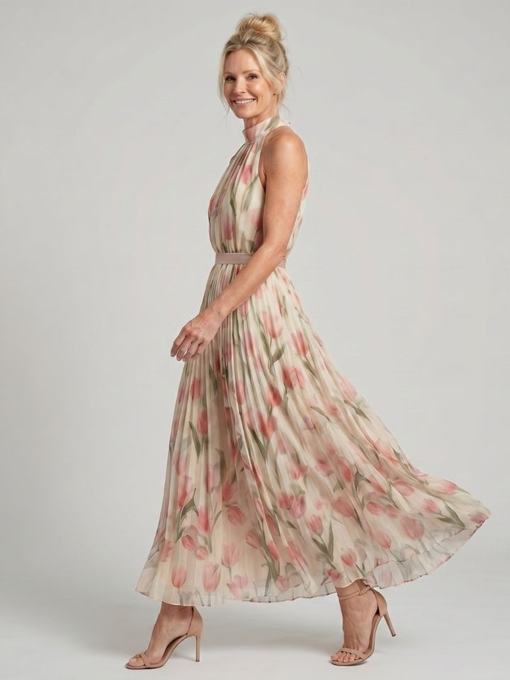 Aurelle | Midi Dress with Floral Neckline