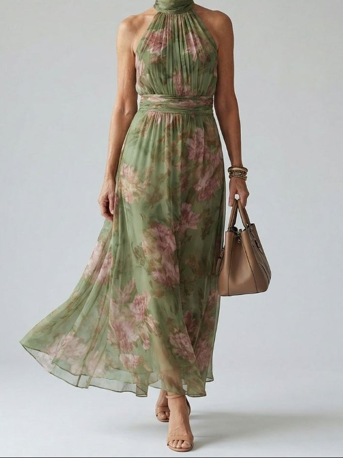 Mirelle | Gathered Halter Midi Dress