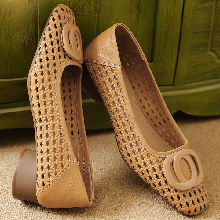 Klea | Opium Woven Leather Flats