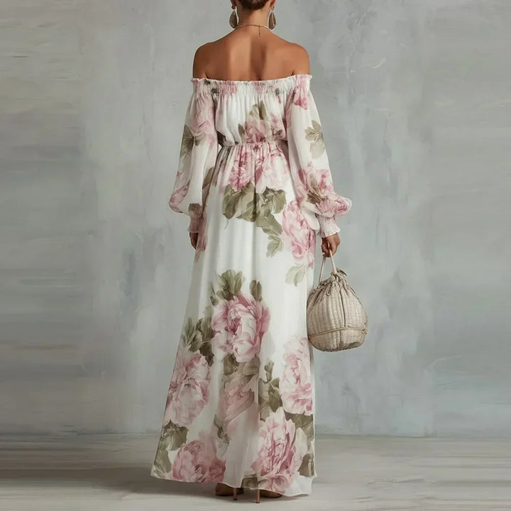 Payton | Off-the-Shoulder Floral Maxi Dress with Long Sleeves