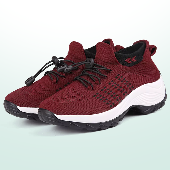 June | Orthopedic Knit Fabric Shoes in Black &amp; Red