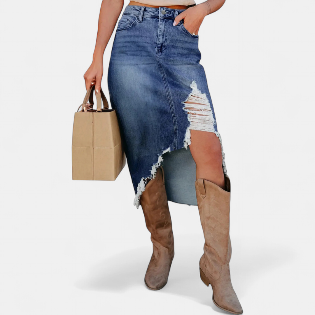 Bethany | Relaxed High-Waist Denim Maxi Skirt