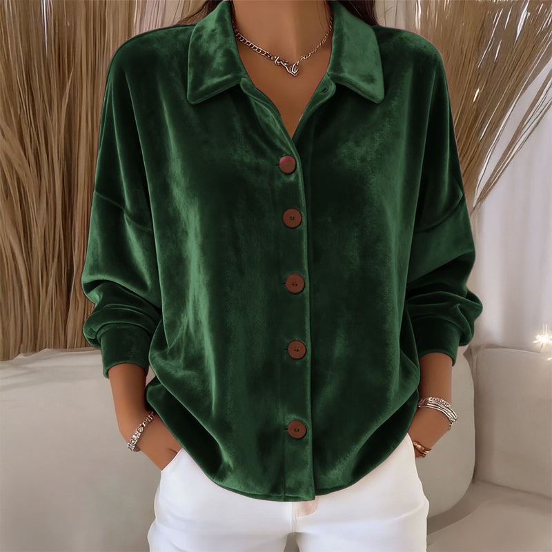 Suzie | Velvet Button-Front Shirt