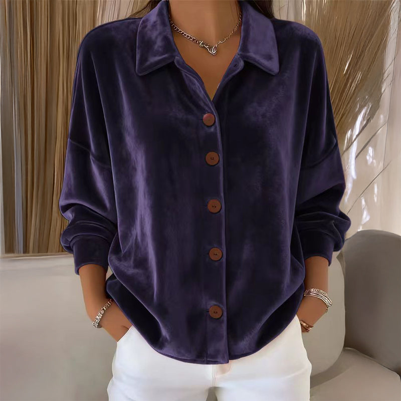 Suzie | Velvet Button-Front Shirt