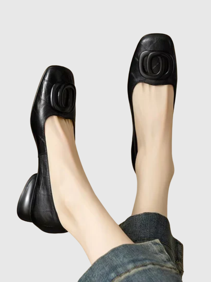 Zarah | Leather Ballet Flats with Square Toe