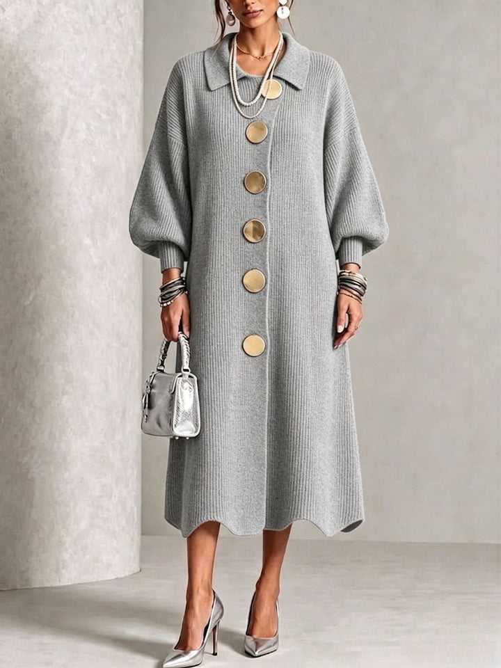 Elaine | Elegant Button Knit Dress