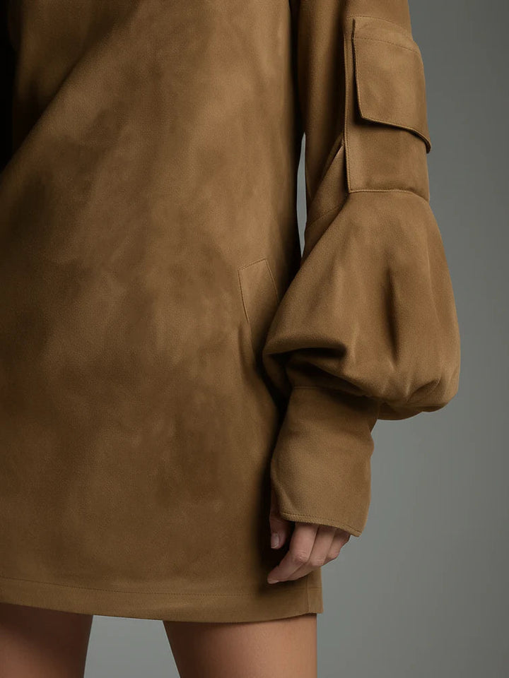 Bibiane | Oversized Mini Dress in Suede
