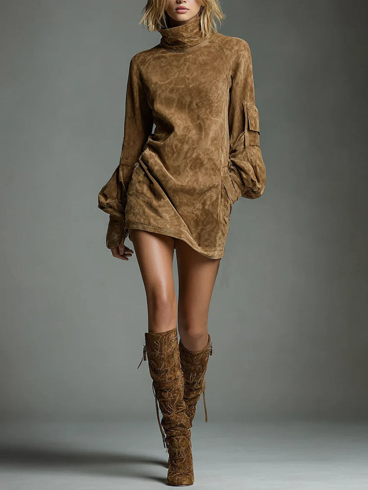 Bibiane | Oversized Mini Dress in Suede