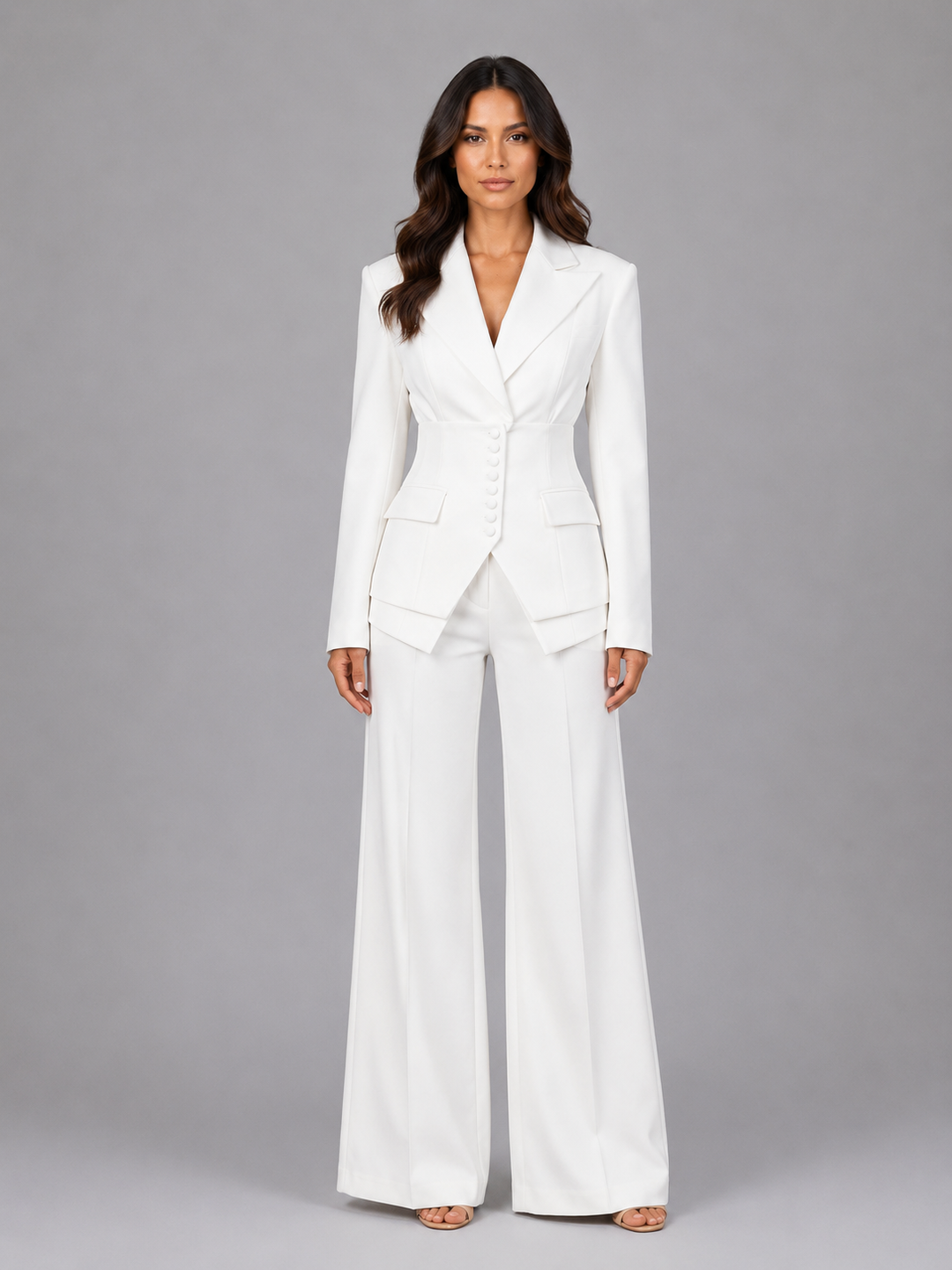 Novah | Tailored Three-Piece Suit – Cinched Waist &amp; Wide-Leg Trousers