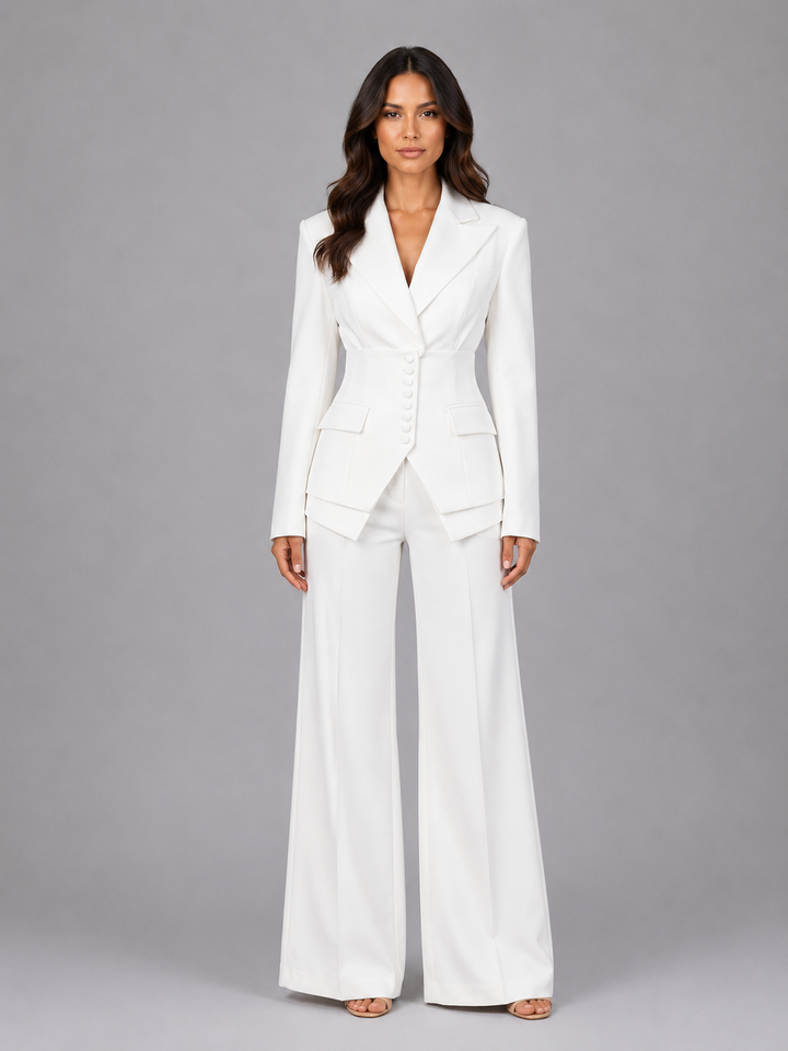 Novah | Tailored Three-Piece Suit – Cinched Waist &amp; Wide-Leg Trousers