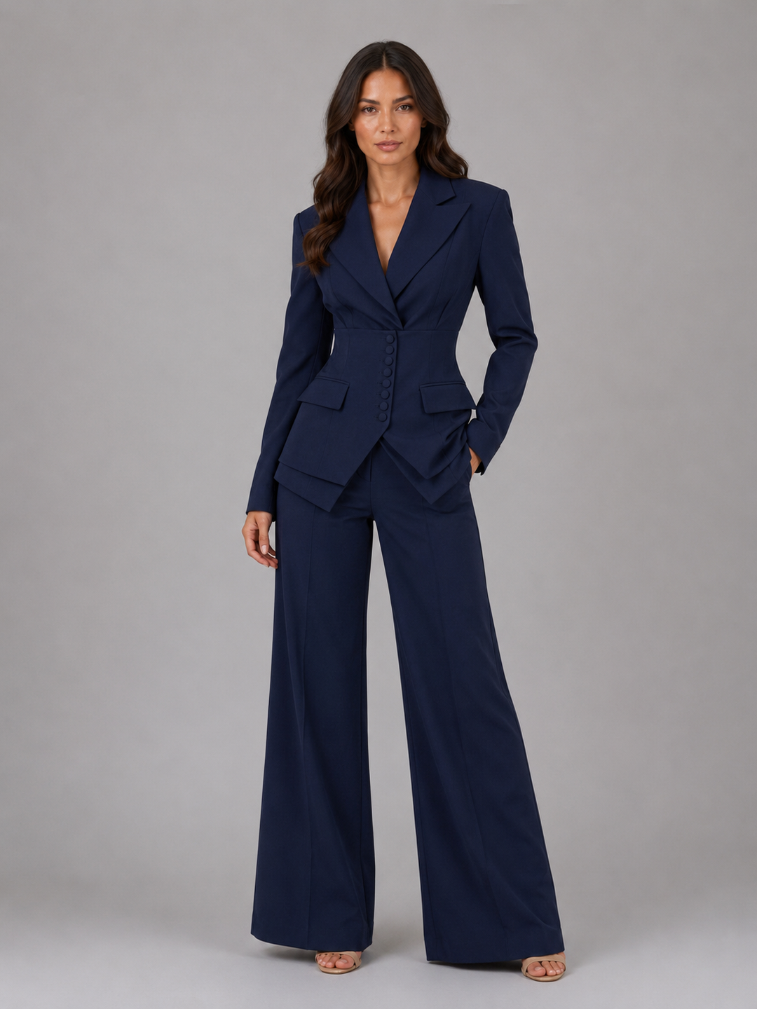 Novah | Tailored Three-Piece Suit – Cinched Waist &amp; Wide-Leg Trousers