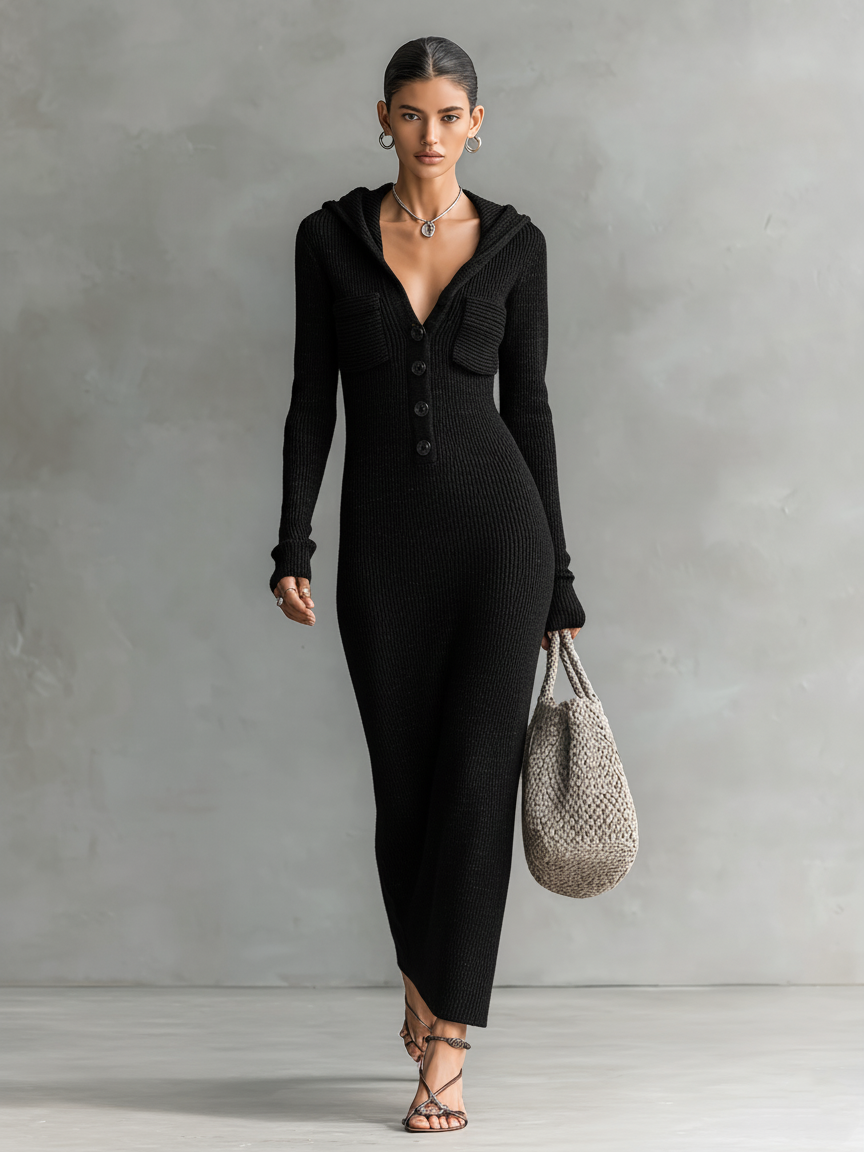 Fortuna | Maxi Dress with Hood and Long Sleeves