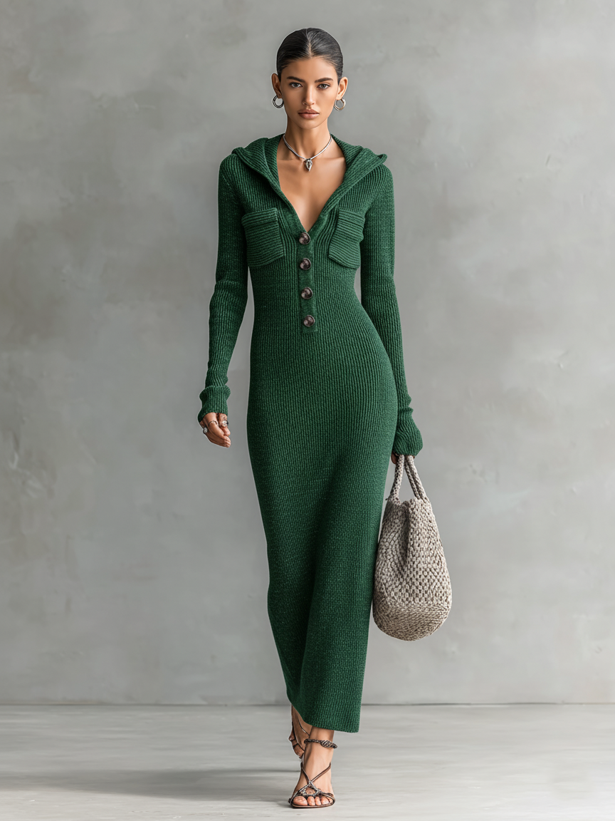 Fortuna | Maxi Dress with Hood and Long Sleeves