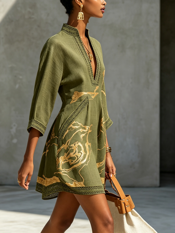 Dawn | Mini Dress in Black and Gold Lace