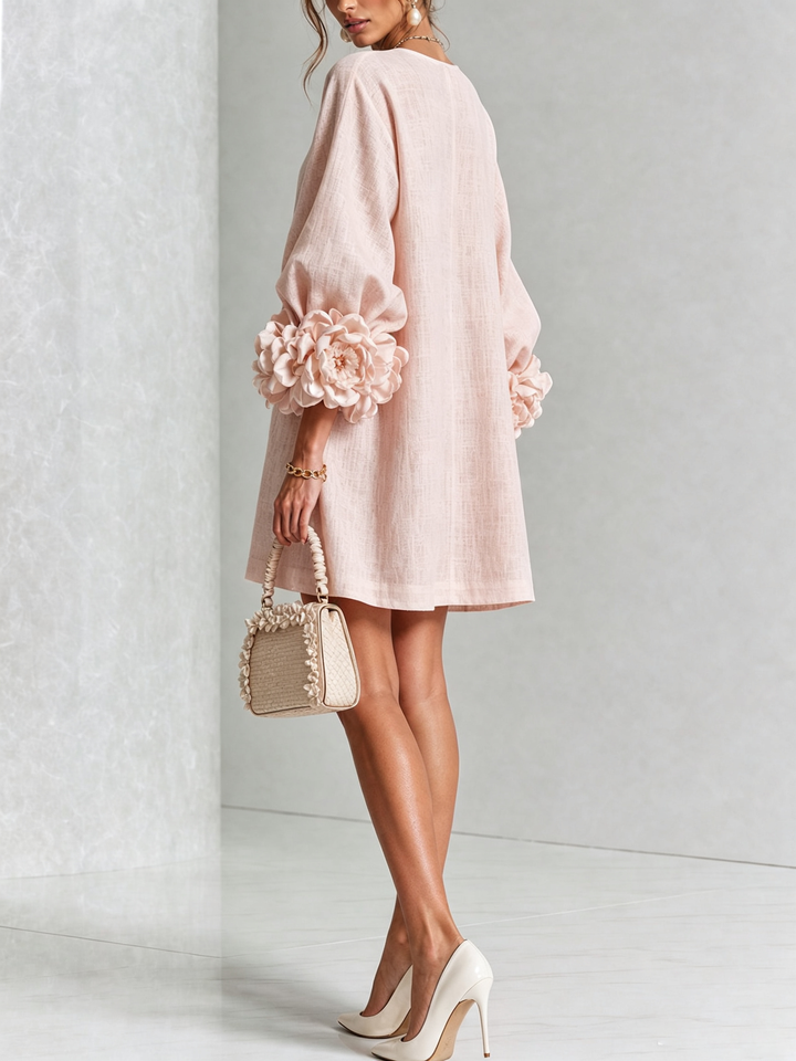 Fiona | Floral Button-down Mini Dress With Striking Floral Cuffs