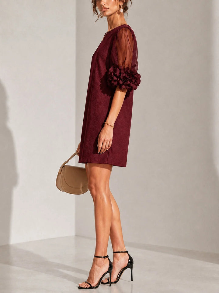 Blythe | Elegant Puff-Sleeved Mini Dress With Striking Floral Cuffs