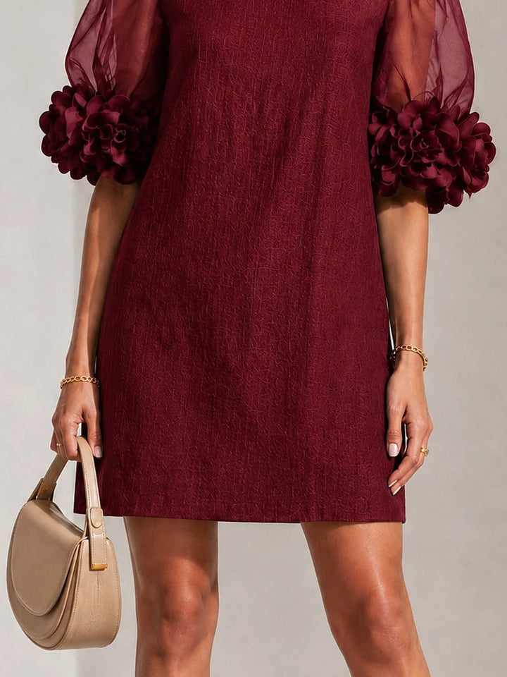 Blythe | Elegant Puff-Sleeved Mini Dress With Striking Floral Cuffs