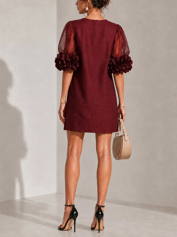 Blythe | Elegant Puff-Sleeved Mini Dress With Striking Floral Cuffs