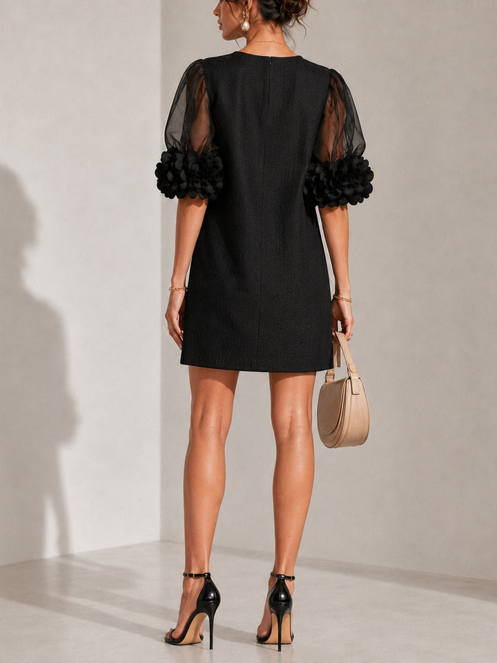 Blythe | Elegant Puff-Sleeved Mini Dress With Striking Floral Cuffs
