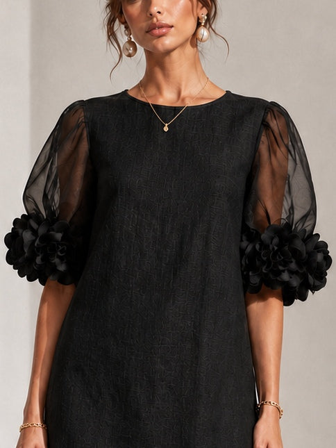 Blythe | Elegant Puff-Sleeved Mini Dress With Striking Floral Cuffs