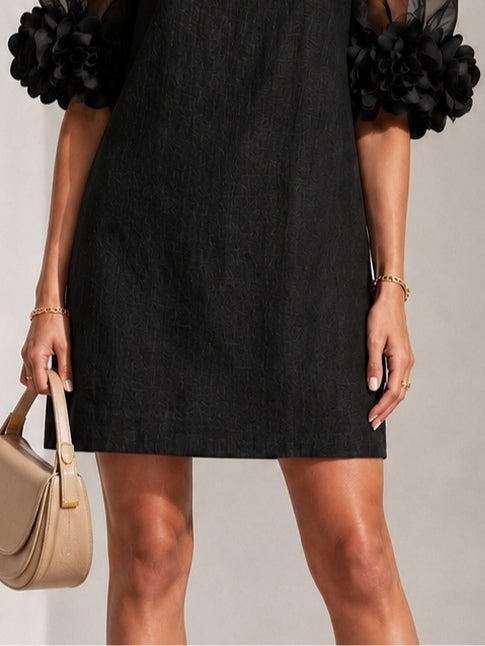 Blythe | Elegant Puff-Sleeved Mini Dress With Striking Floral Cuffs
