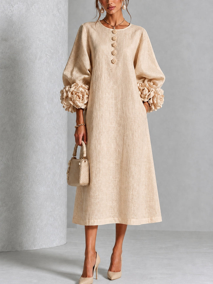 Flavie | Buttoned Floral Dress Beige