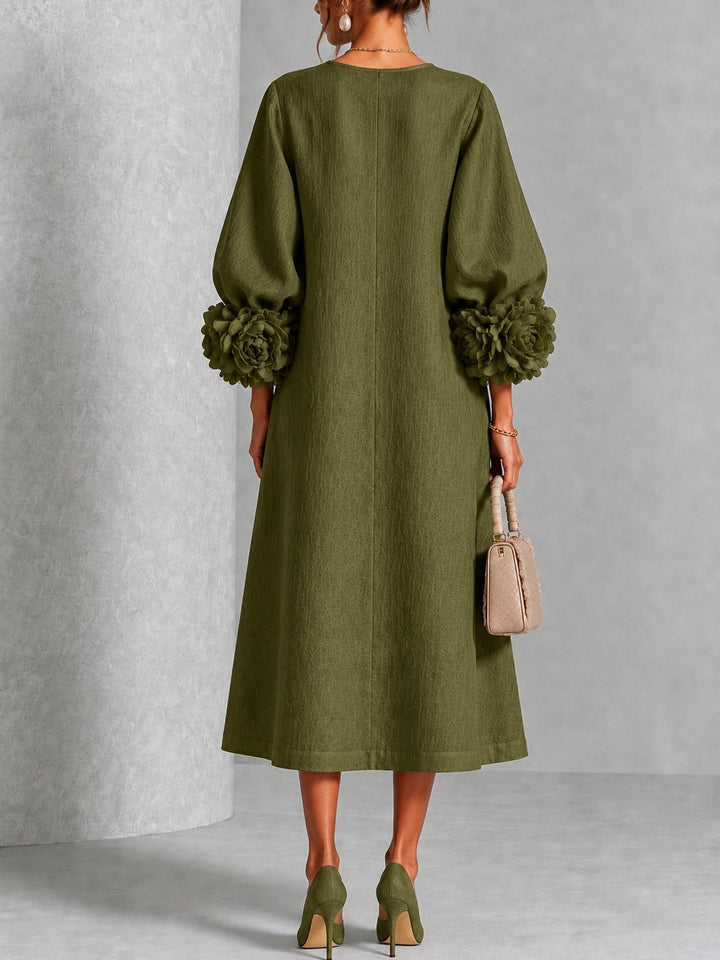 Olivia | Buttoned Floral Dress Olive