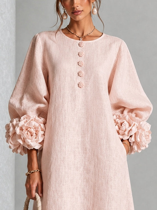 Rosalie | Buttoned Floral Pink Dress