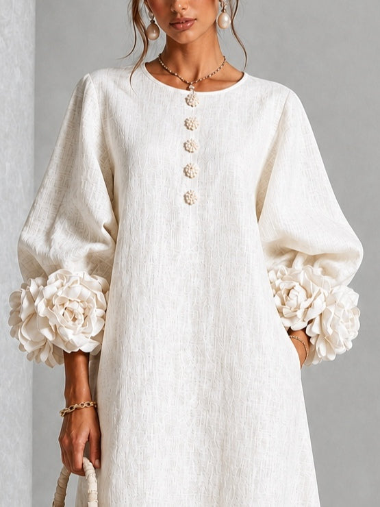 Inès | White Floral Button-Up Dress