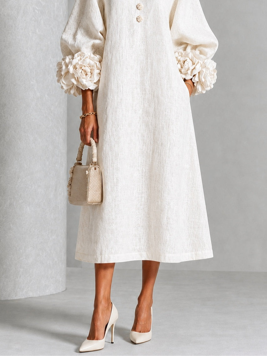 Inès | White Floral Button-Up Dress